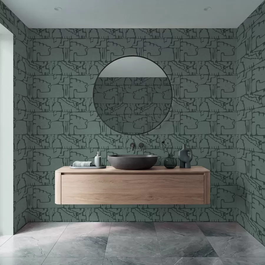 murales de pared Patrón abstracto en tonos verde azulado a01122v3