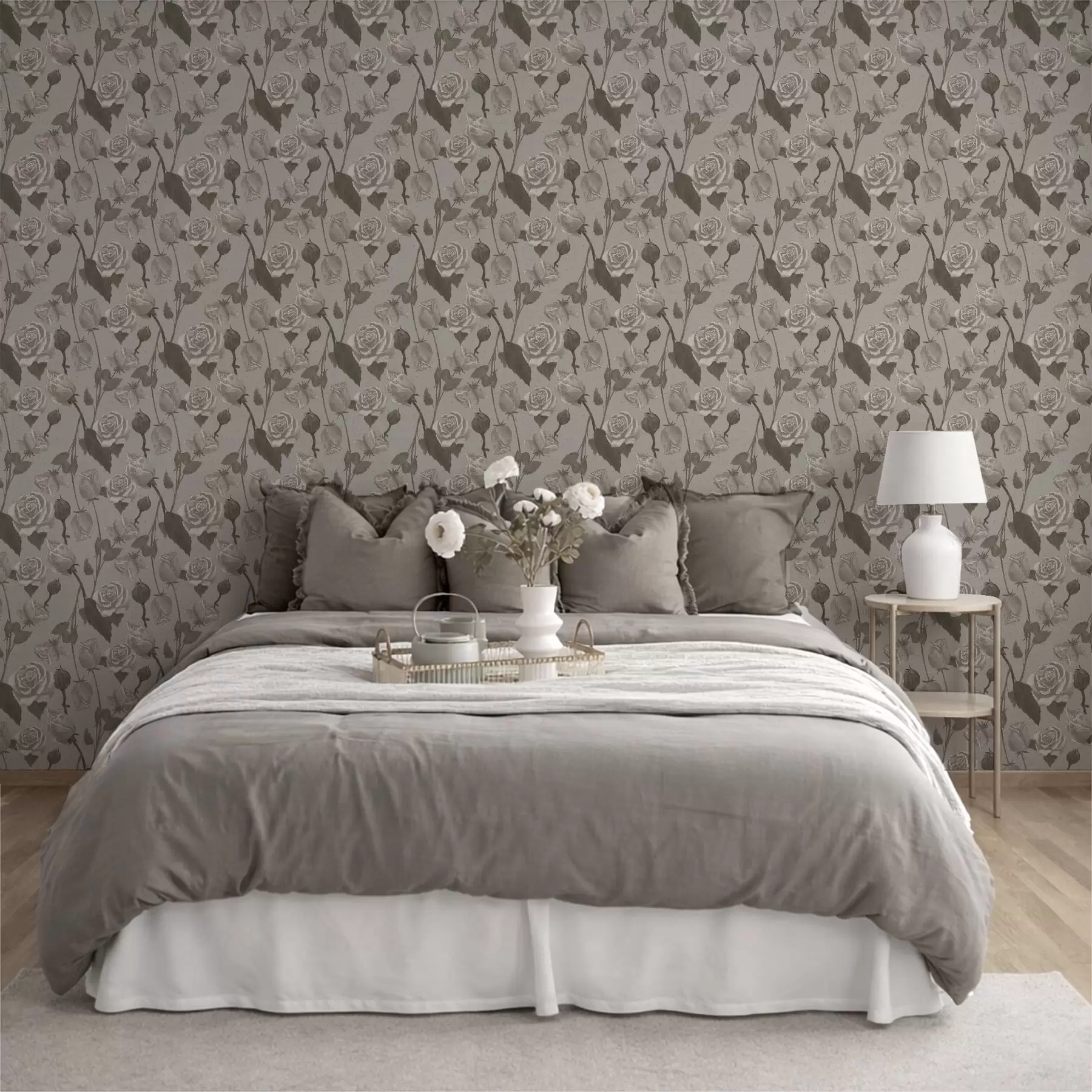 murales de pared Estampado floral ligero con rosas a01123v1