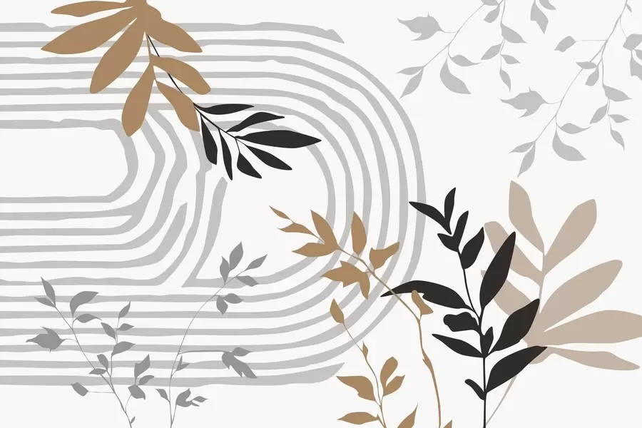murales de pared Siluetas y líneas abstractas de plantas w05374