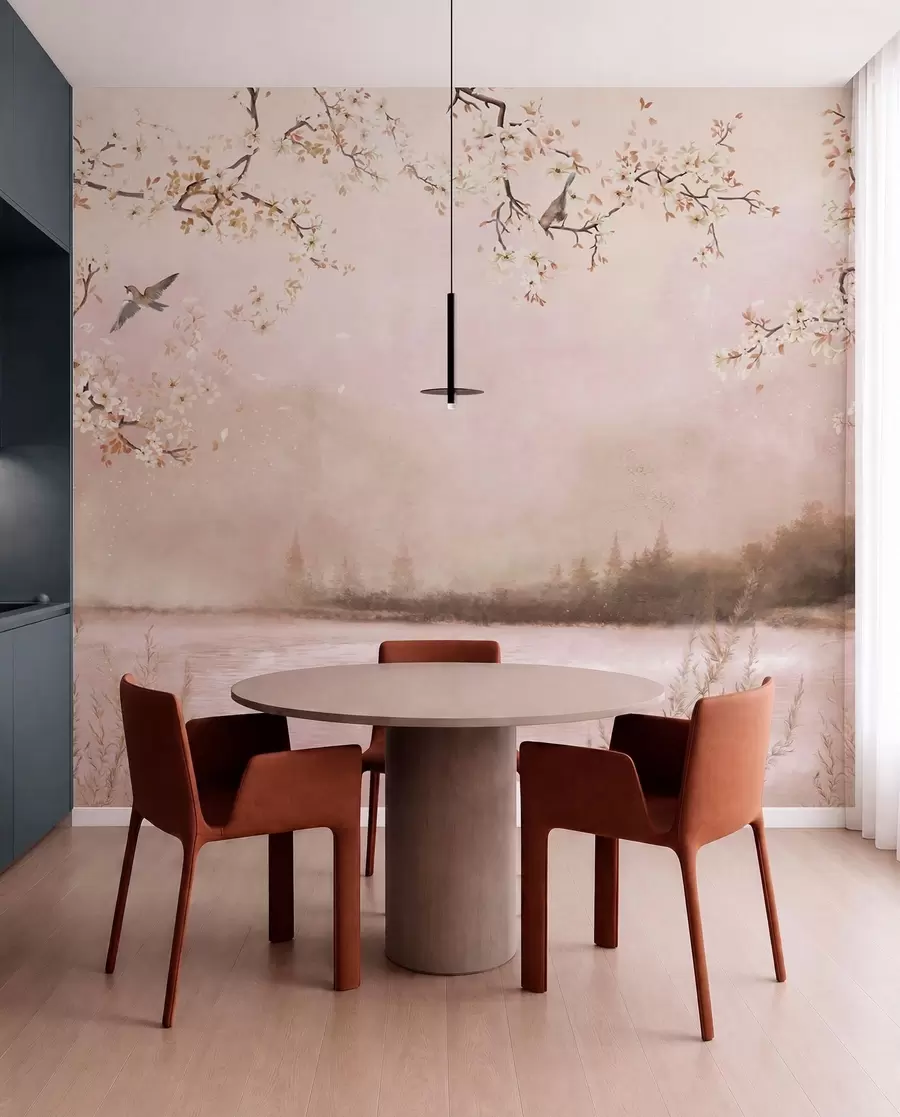 murales de pared Ramas en flor en rosa w05155v1