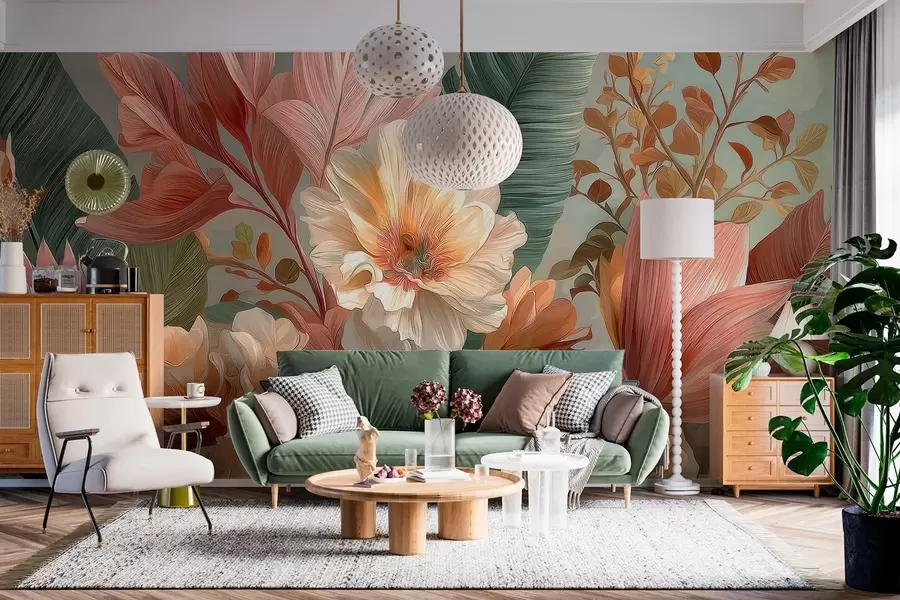 murales de pared Flores con hojas w05378