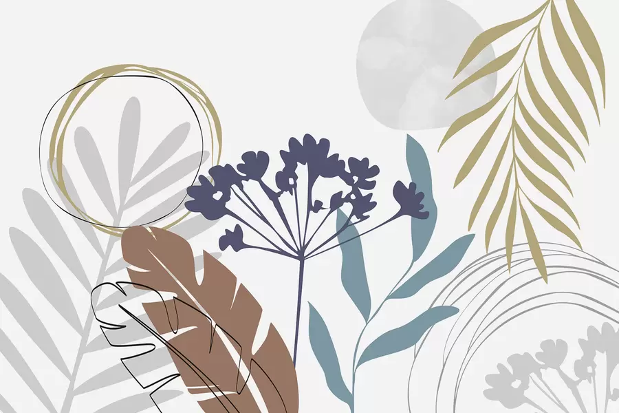 murales de pared Abstracción con plantas w05400