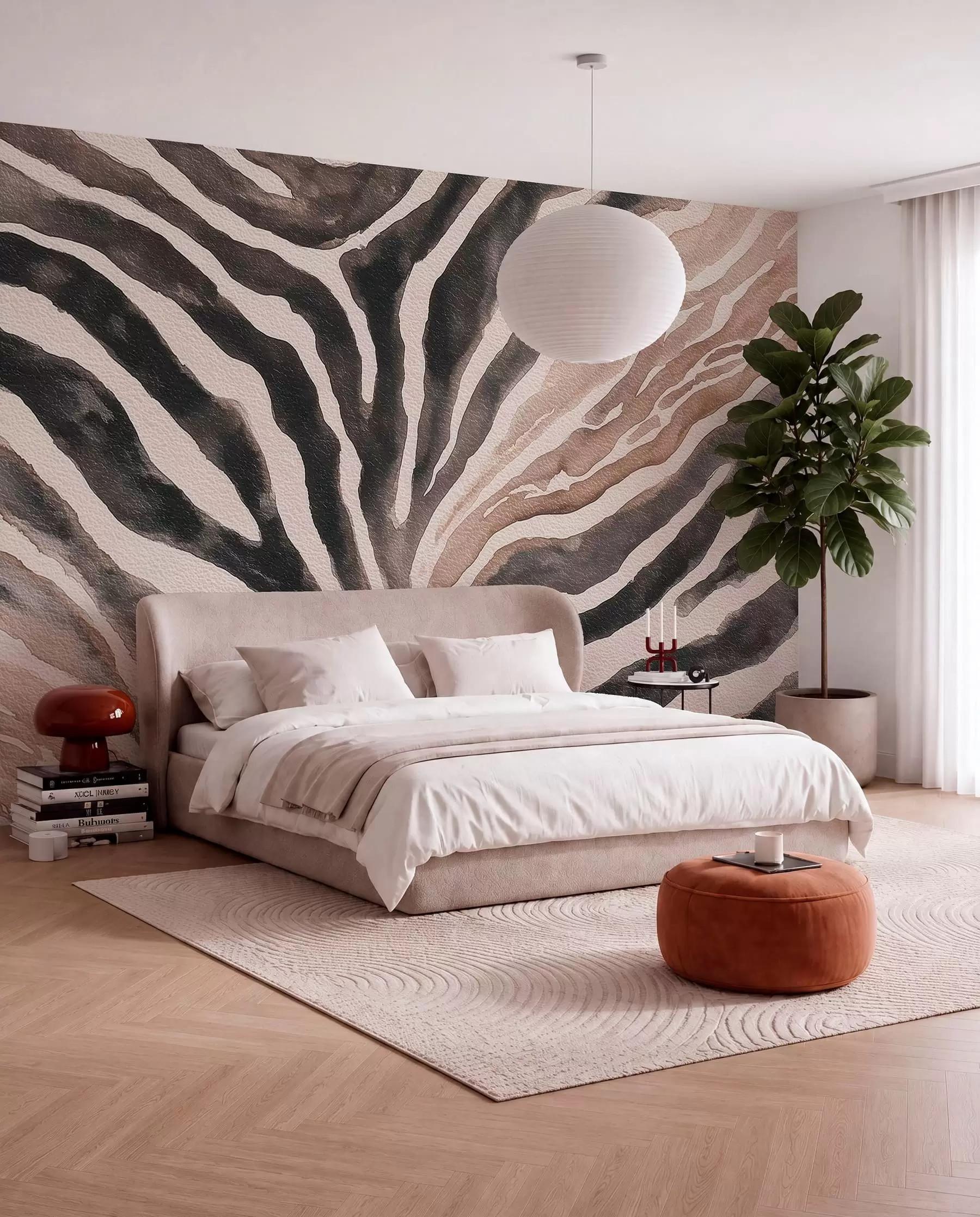murales de pared Rayas radiales en tonos tierra w09801