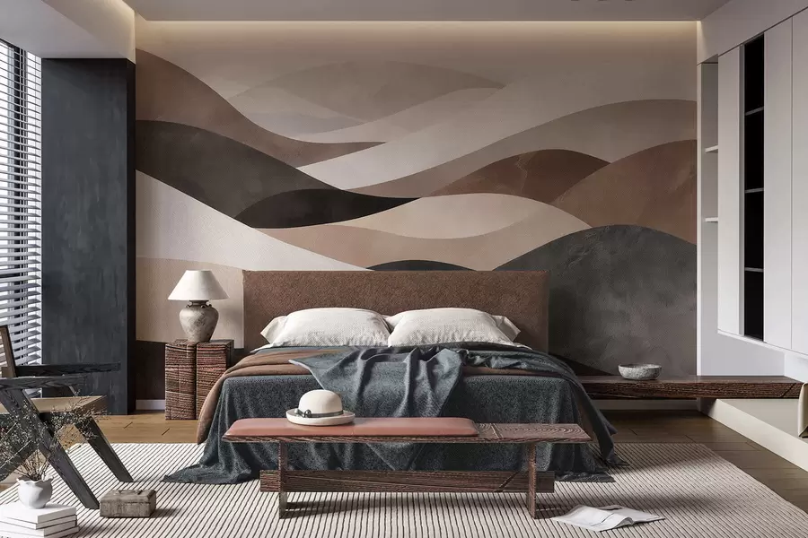murales de pared Olas abstractas en tonos beige arena w09792