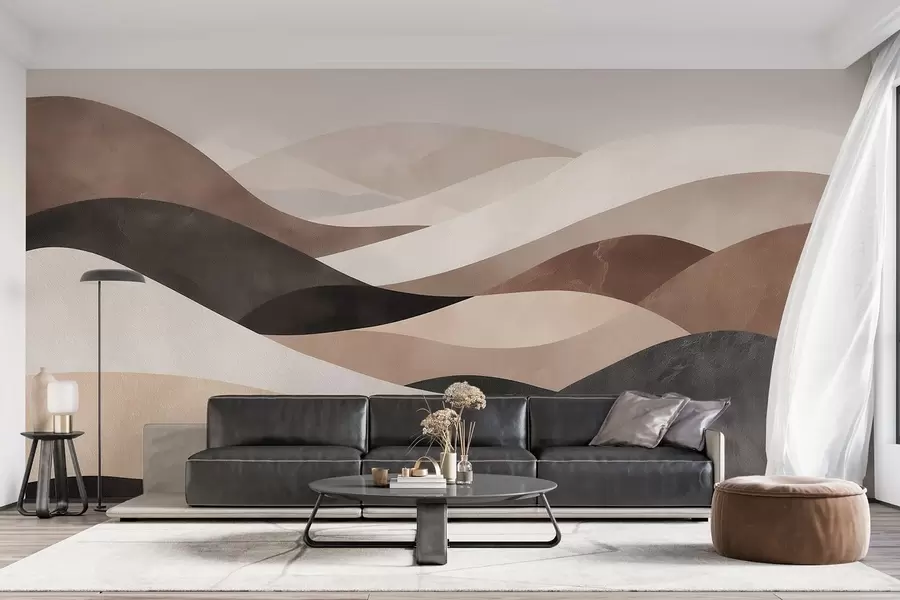 murales de pared Olas abstractas en tonos beige arena w09792