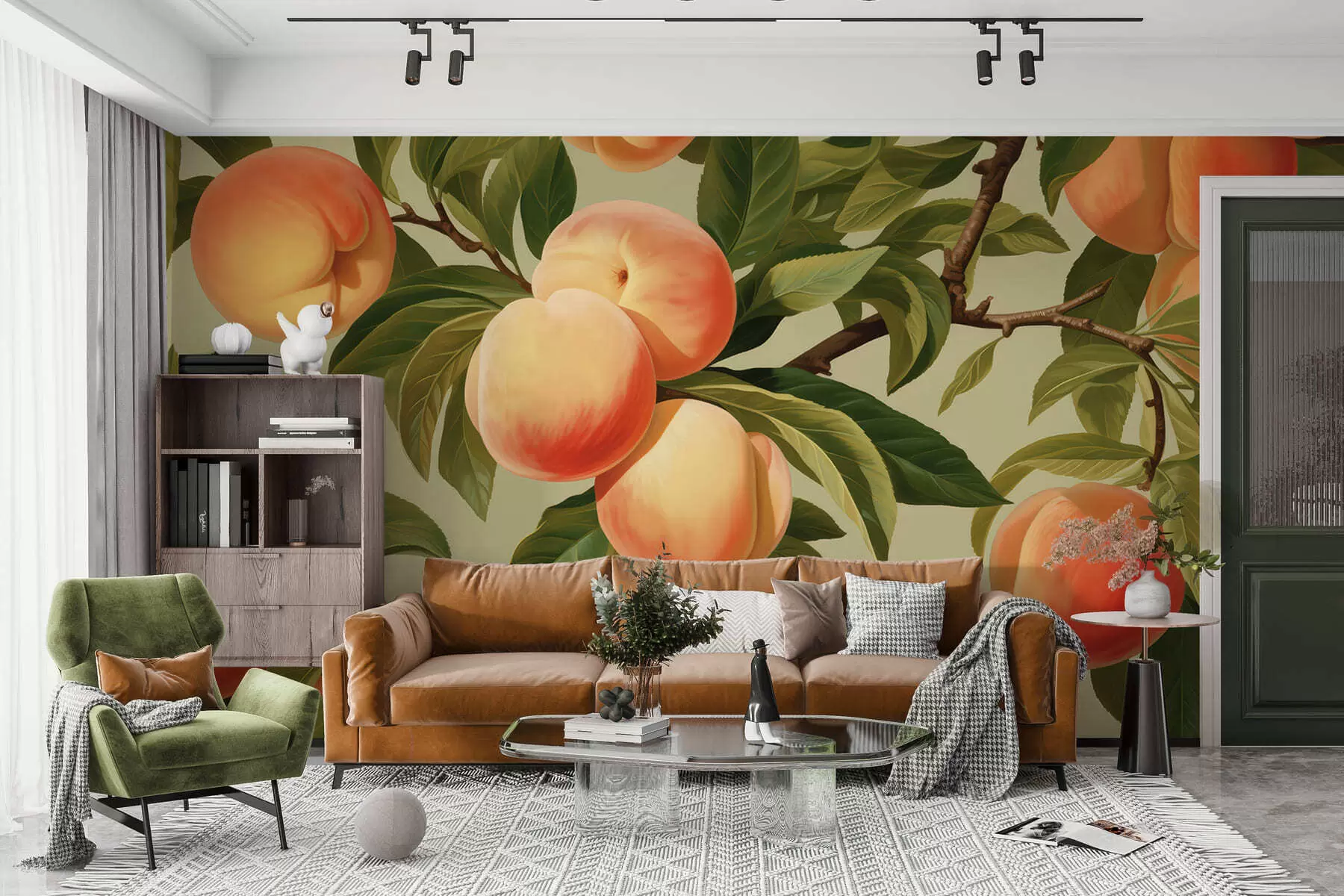 murales de pared Melocotones maduros en las ramas w05444