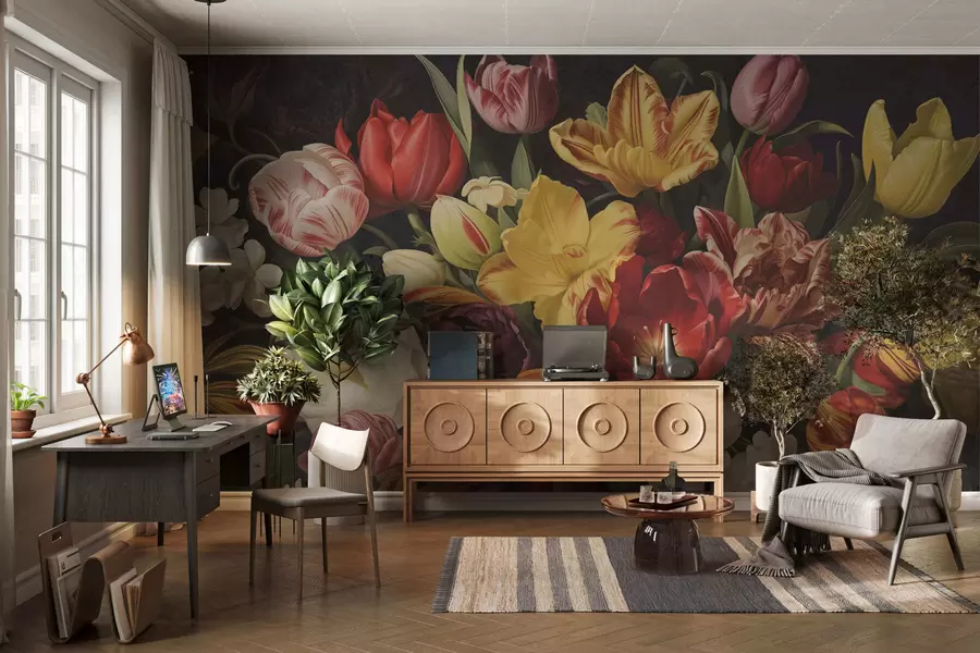 murales de pared Ramo de estilo grunge vintage w05451