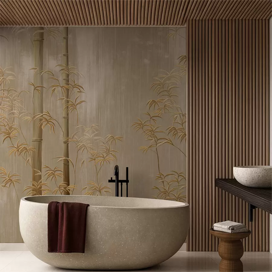 murales de pared Bambú beige de tallos finos w05120v2
