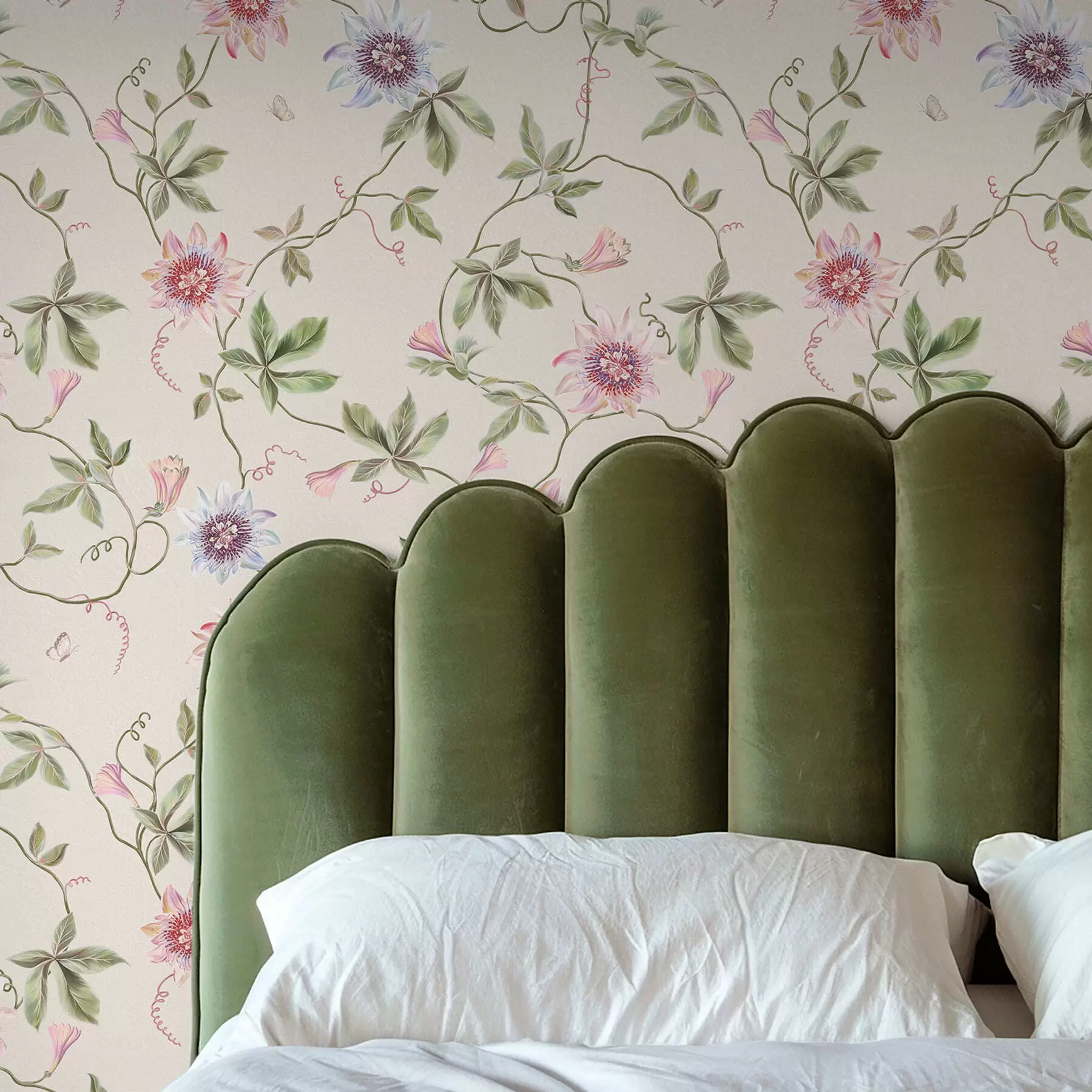 murales de pared Diseño con flores exóticas y enredaderas a01131