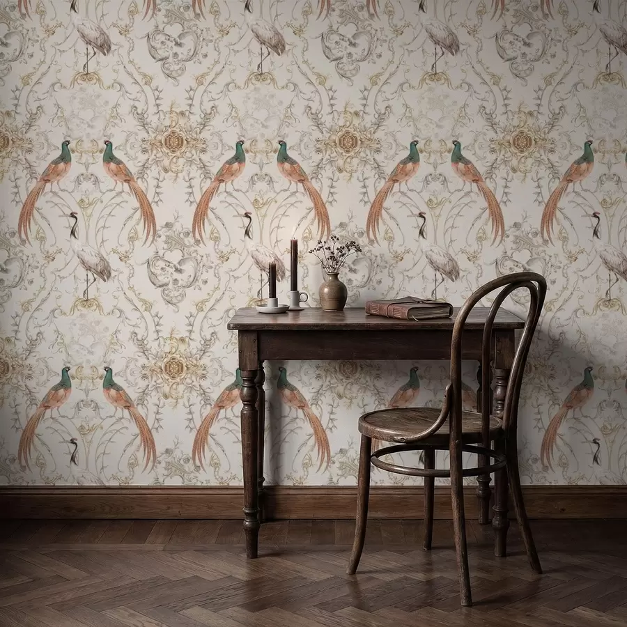 murales de pared Diseño ornamental con pájaros y motivos a01156