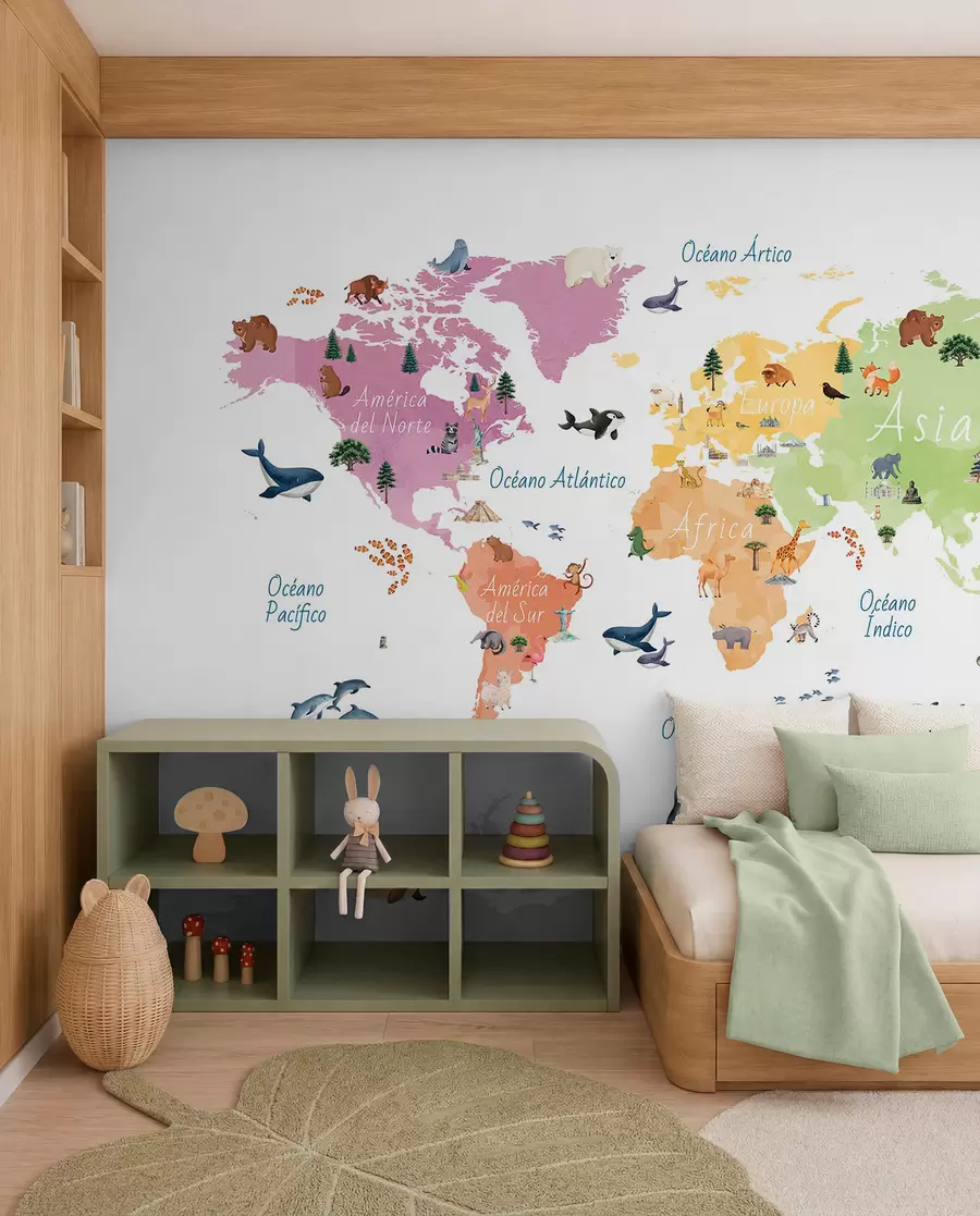 murales de pared Mapa de fauna en español c00009es