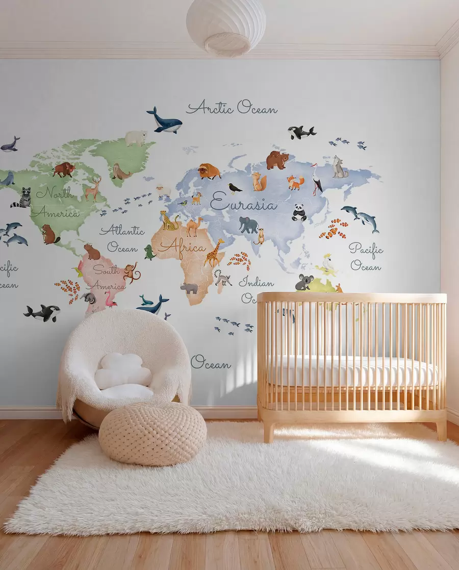 murales de pared Continentes animales en inglés c00012en