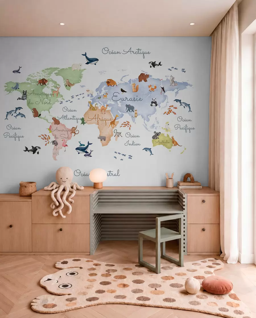 murales de pared Fauna pastel en francés c00012fr