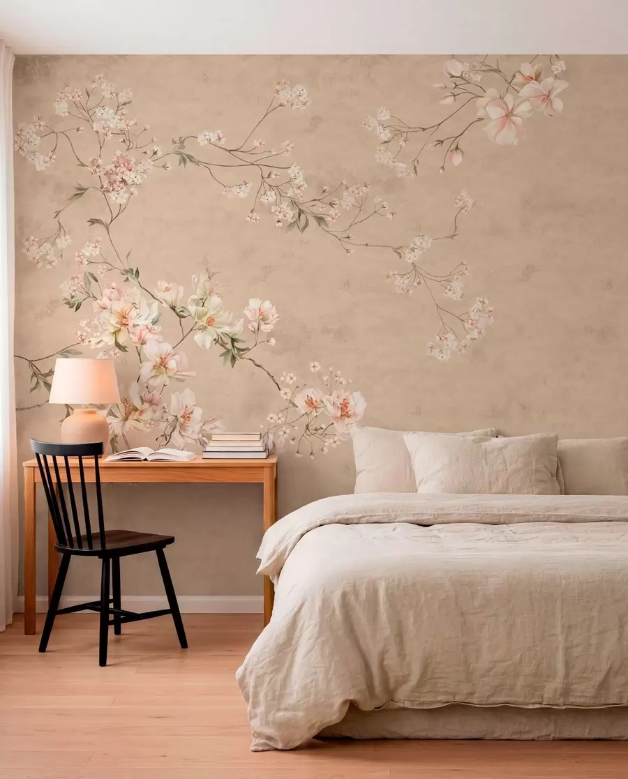 murales de pared Ramas en flor sobre arena w05427v2
