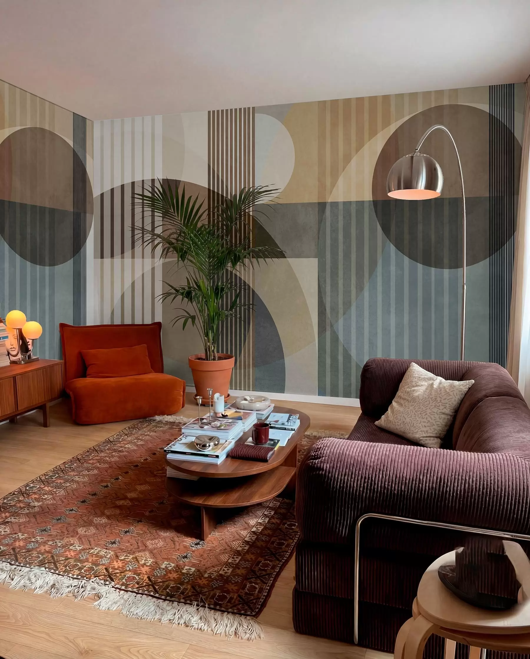 murales de pared Arcos ocre y rayas finas w09834