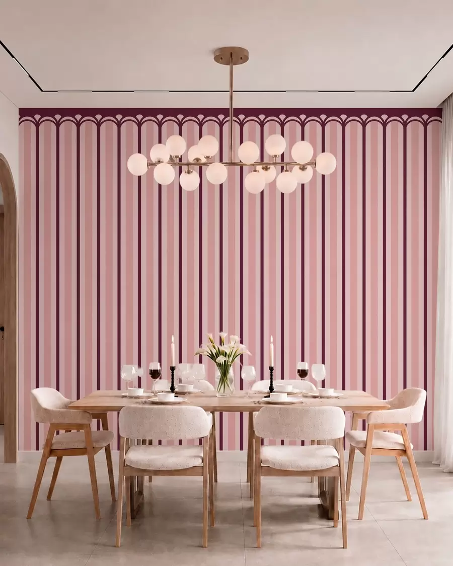murales de pared Adorno vertical en tonos rosa y burdeos w05610v4