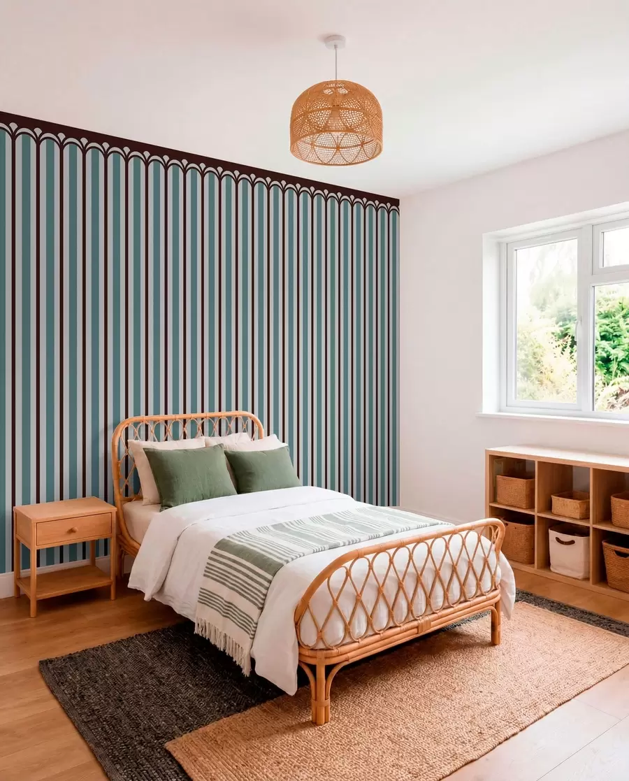 murales de pared Adorno vertical en tonos azules y marrones w05610v5