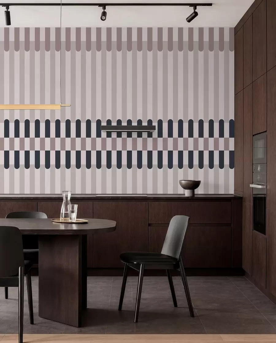 murales de pared Diseño a rayas en tonos crema y azul oscuro w05150v2