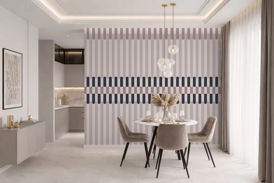murales de pared Diseño a rayas en tonos crema y azul oscuro w05150v2
