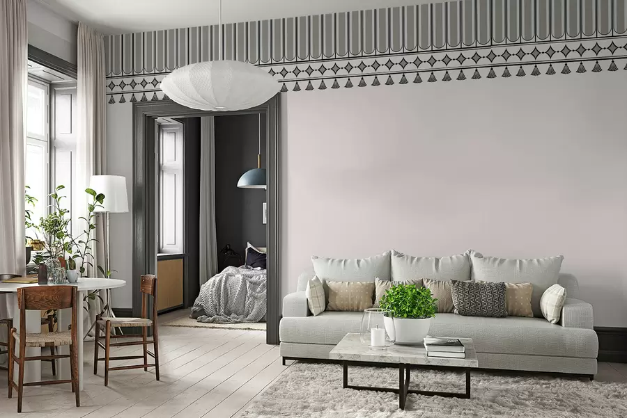 murales de pared Borde decorativo en tonos verdes y grises w05151v2