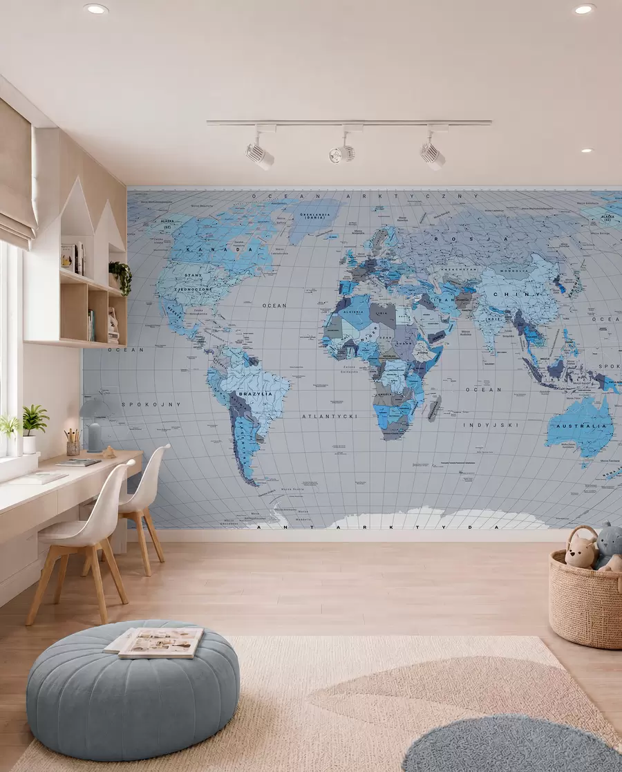murales de pared Mundo en polaco — azul c00004plv3