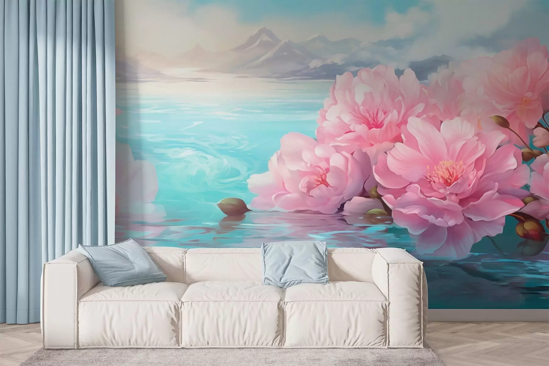 murales de pared Un lago con flores w05621