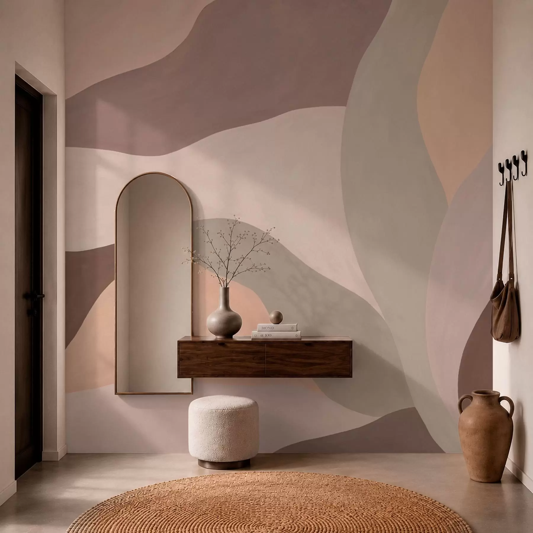 murales de pared Formas abstractas y fluidas en tonos pastel w05629