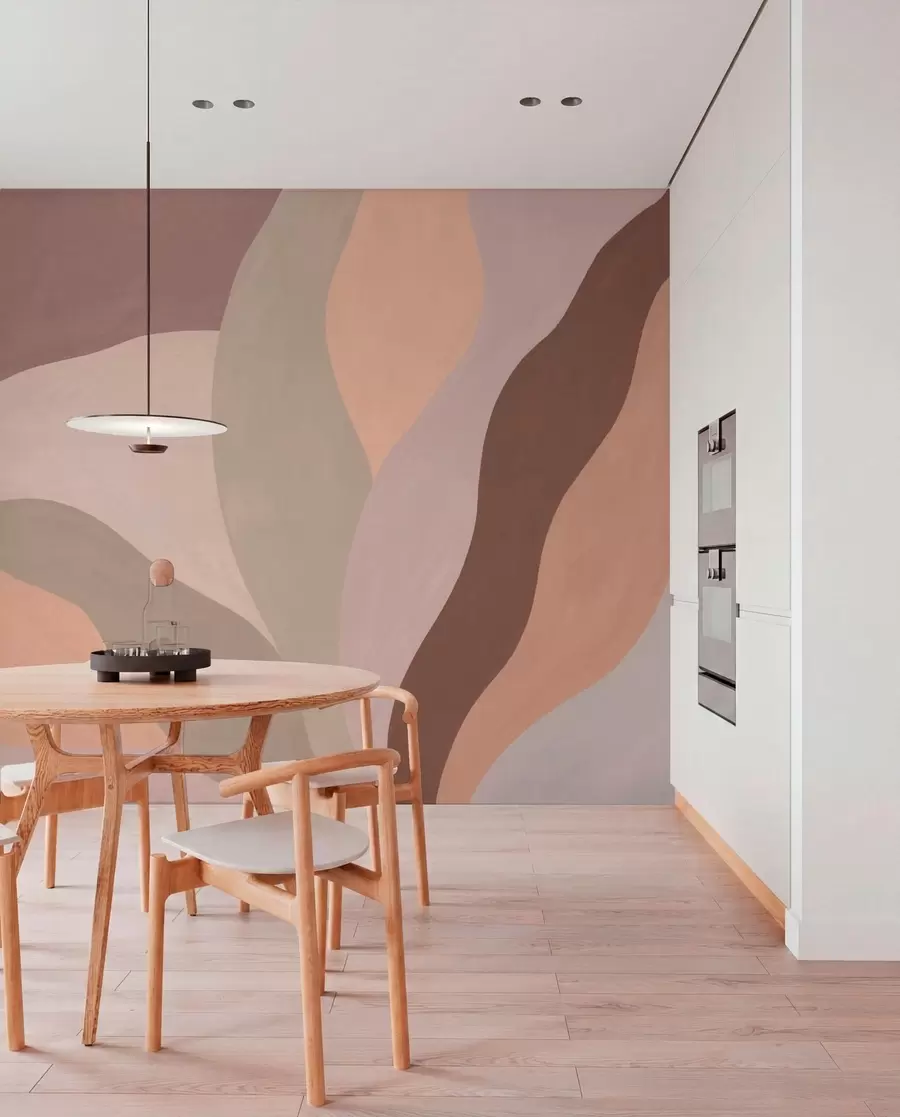 murales de pared Formas abstractas y fluidas en tonos pastel w05629