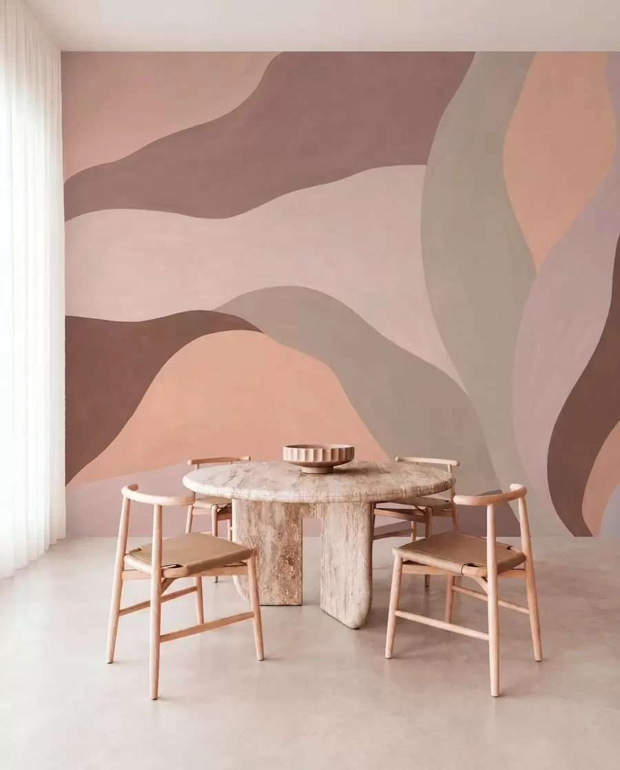 murales de pared Formas abstractas y fluidas en tonos pastel w05629