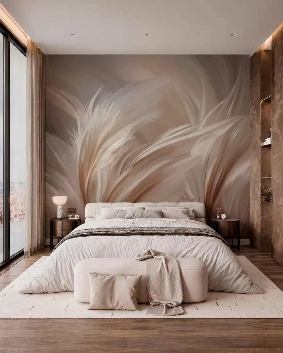 murales de pared Plumas en luz cálida w05658