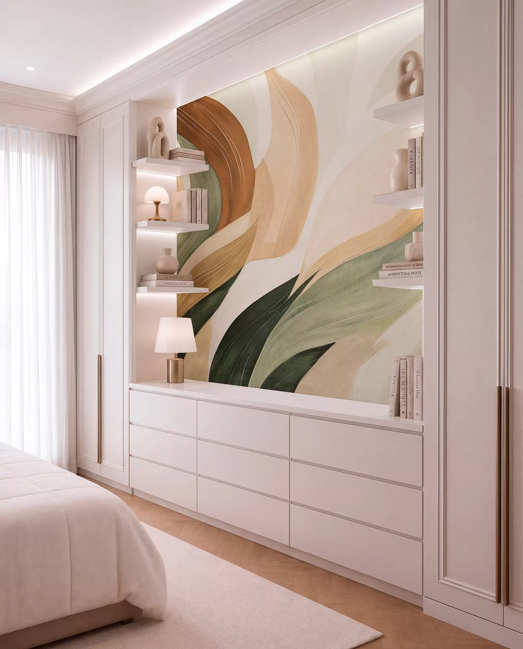 murales de pared Olas en tonos tierra w09894