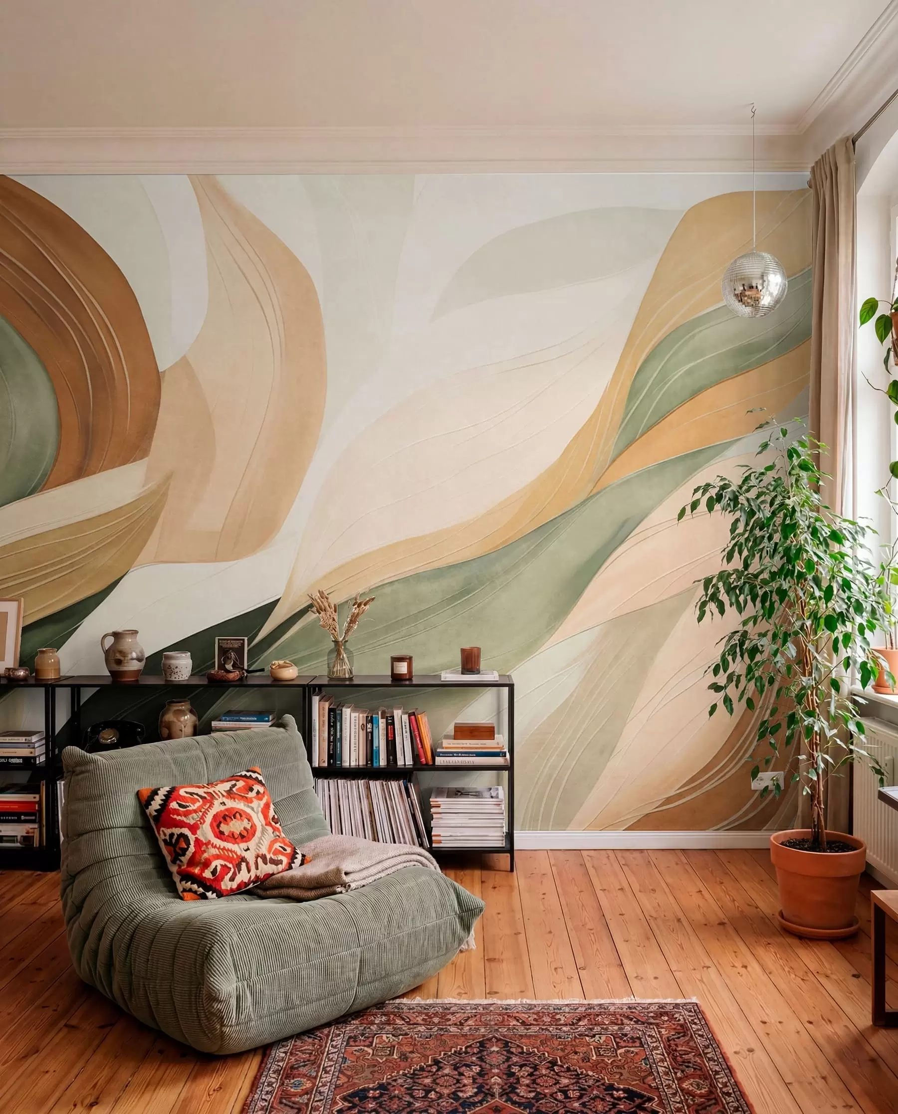 murales de pared Olas en tonos tierra w09894