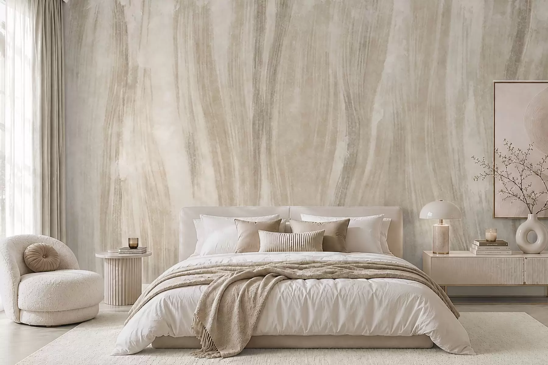 murales de pared Textura abstracta ligera con suaves transiciones verticales en tonos cremosos w05686