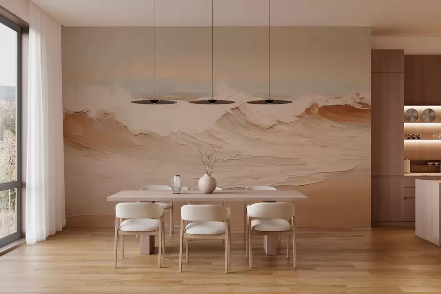 murales de pared Olas marinas abstractas en tonos pastel w05697
