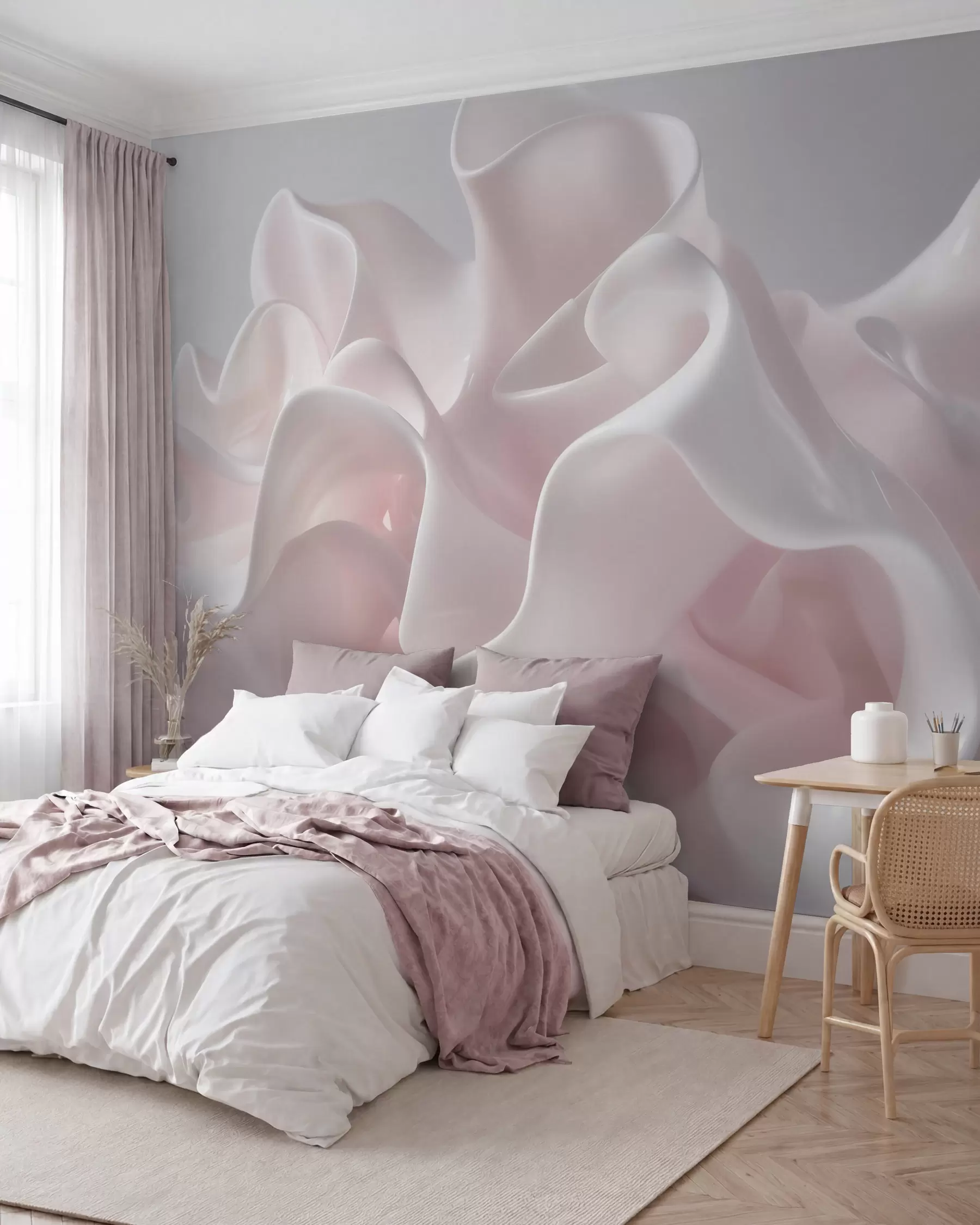murales de pared Ondas de seda rosa perlado w09858