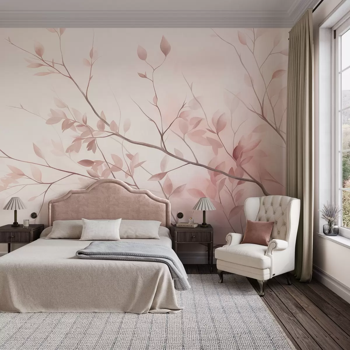 murales de pared Ramitas rosas en la luz w09910