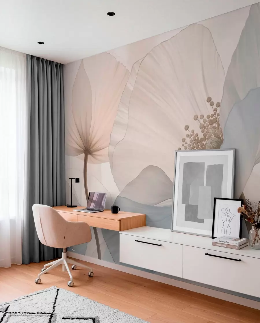 murales de pared Siluetas de pétalos rosados w05692