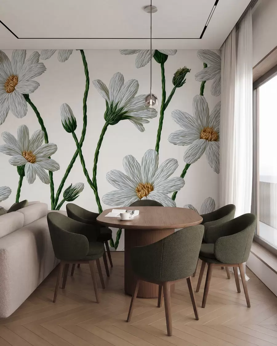 murales de pared Margaritas silvestres blancas w09915