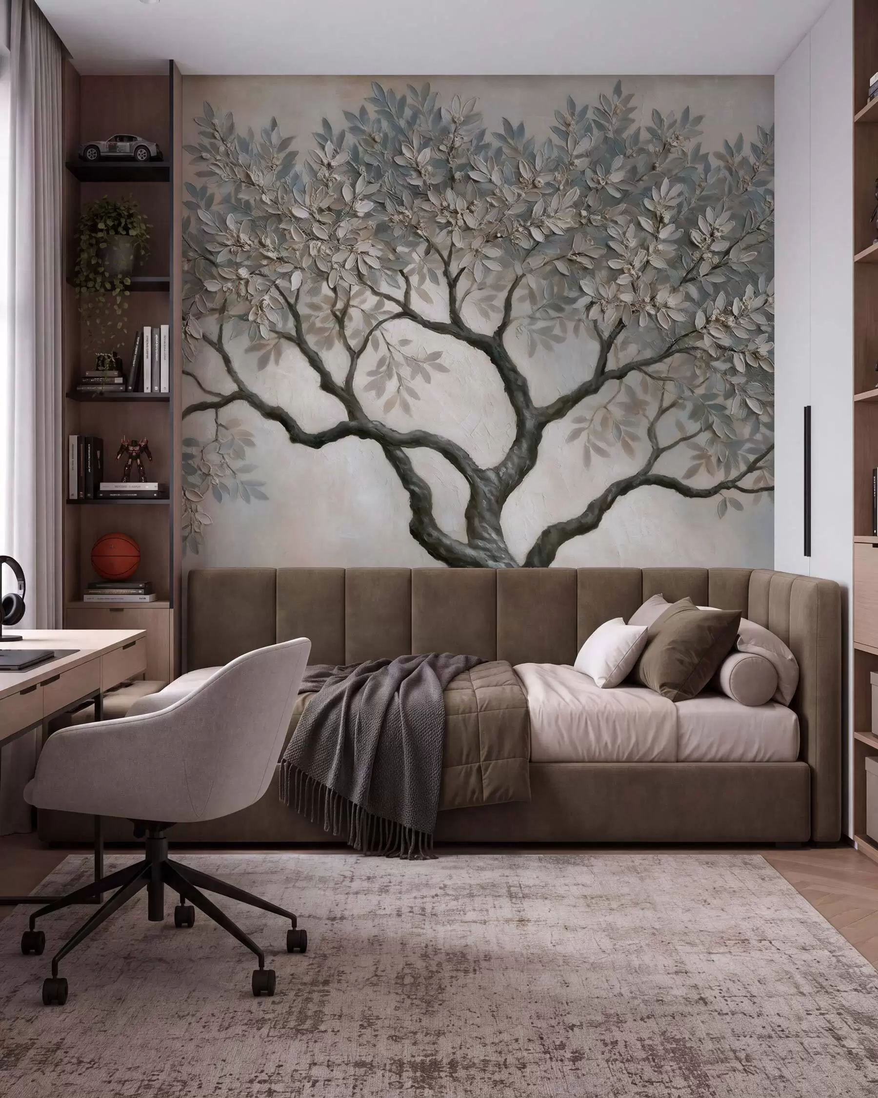 murales de pared Árbol antiguo en tonos piedra w09919
