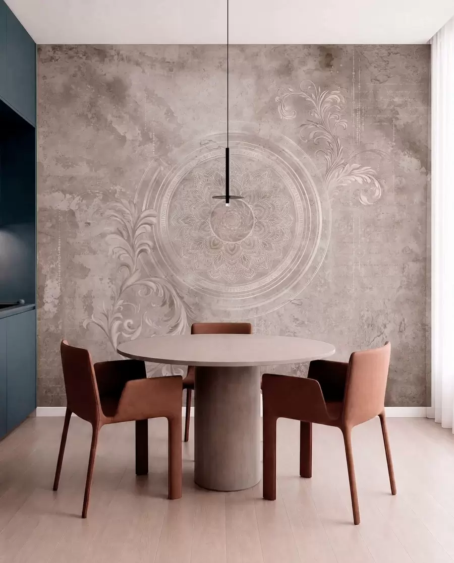 murales de pared Motivo circular ornamental sobre un fondo texturizado w05727