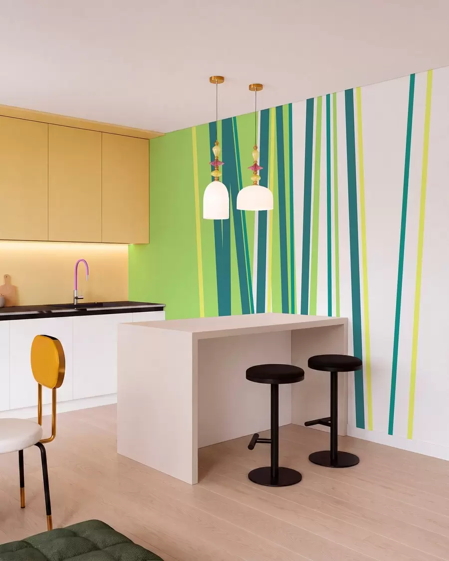 murales de pared una raya abstracta y llamativa w05749