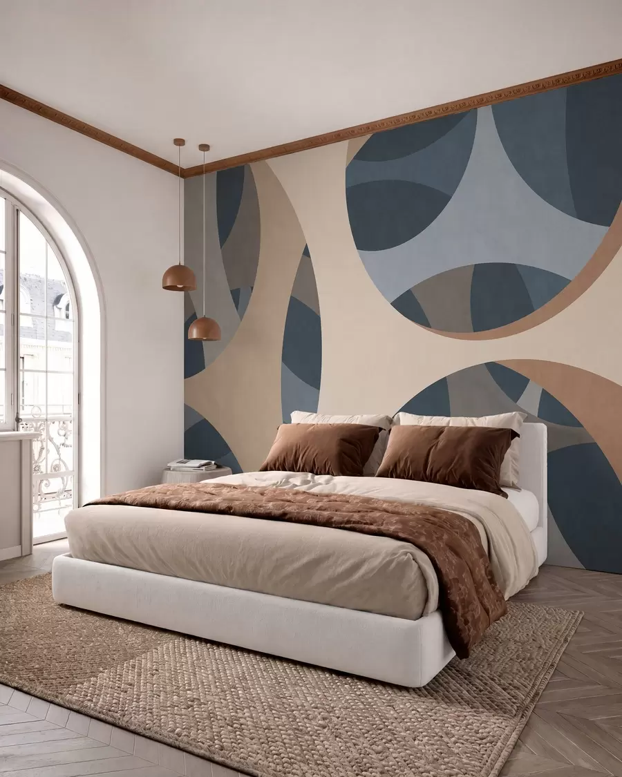 murales de pared abstracción textural contemporánea en tonos azules y beige w05751