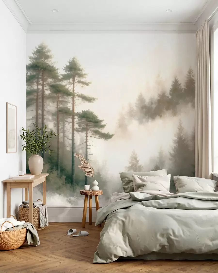 murales de pared Amanecer entre los pinos w09916