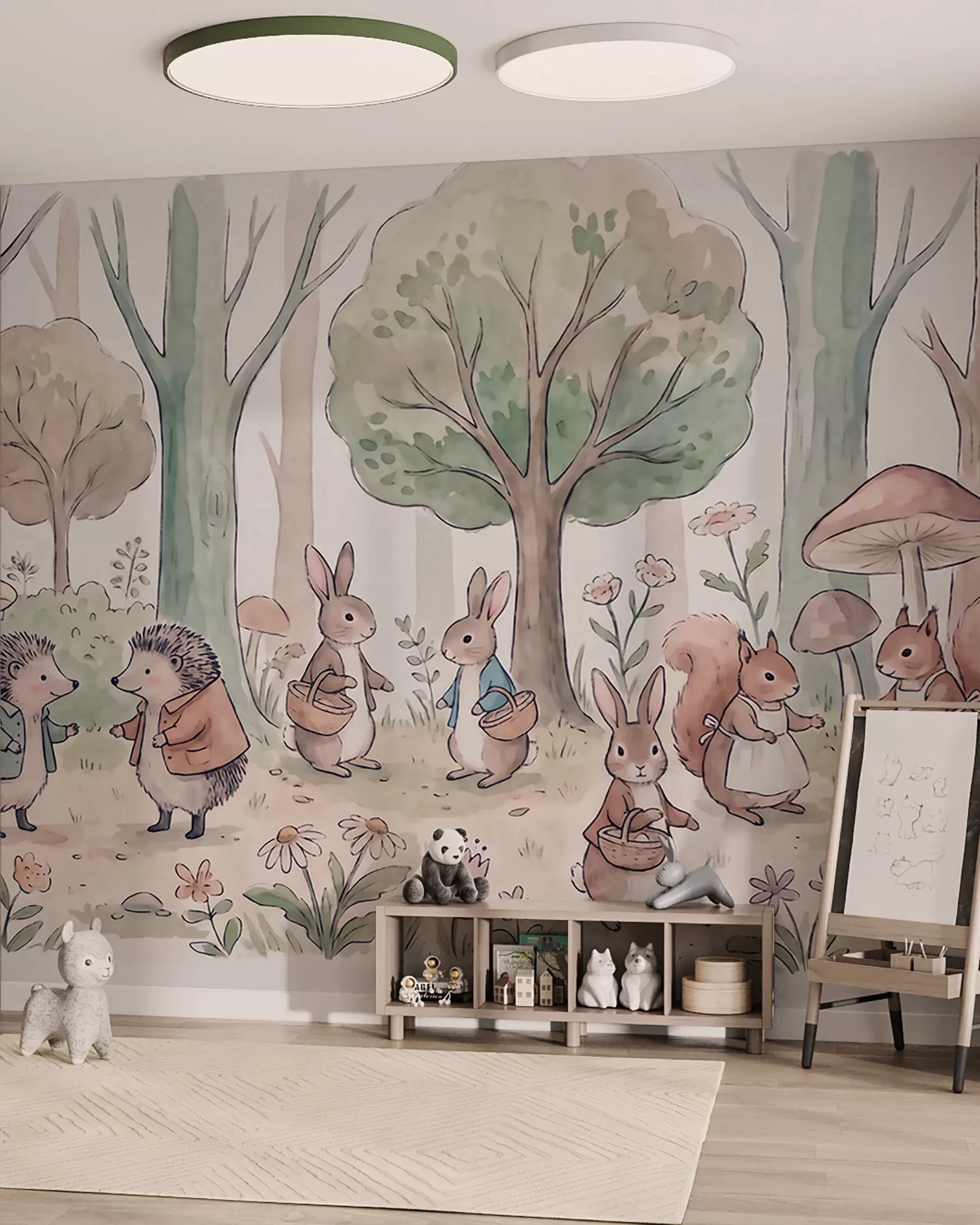 murales de pared Merienda en el bosque w09951