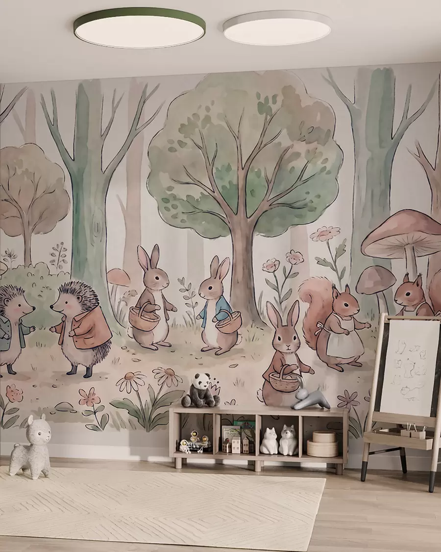 murales de pared Merienda en el bosque w09951