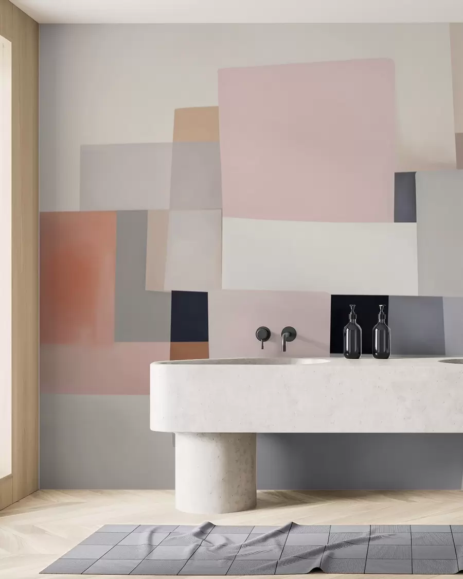 murales de pared Abstracción geométrica con desenfoque simulado y textura w05785