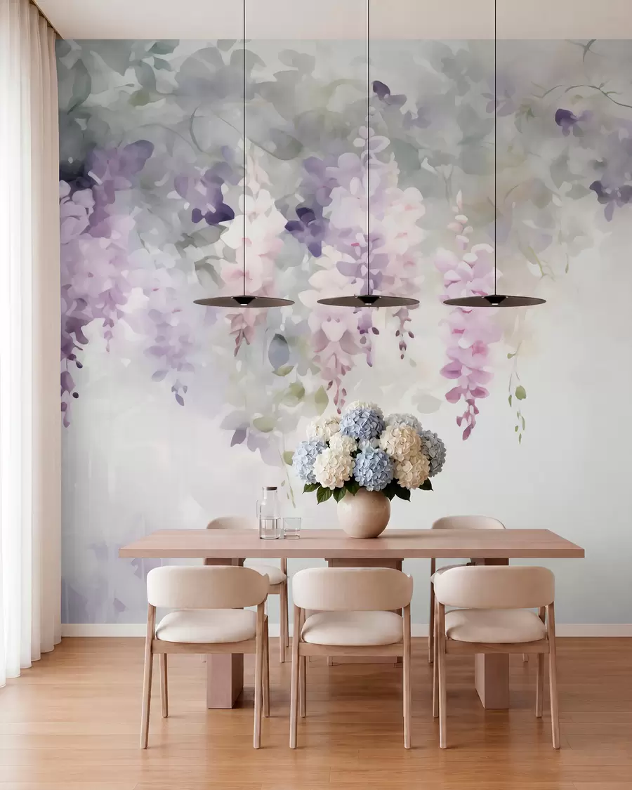 murales de pared Flores de glicinia caídas w05795