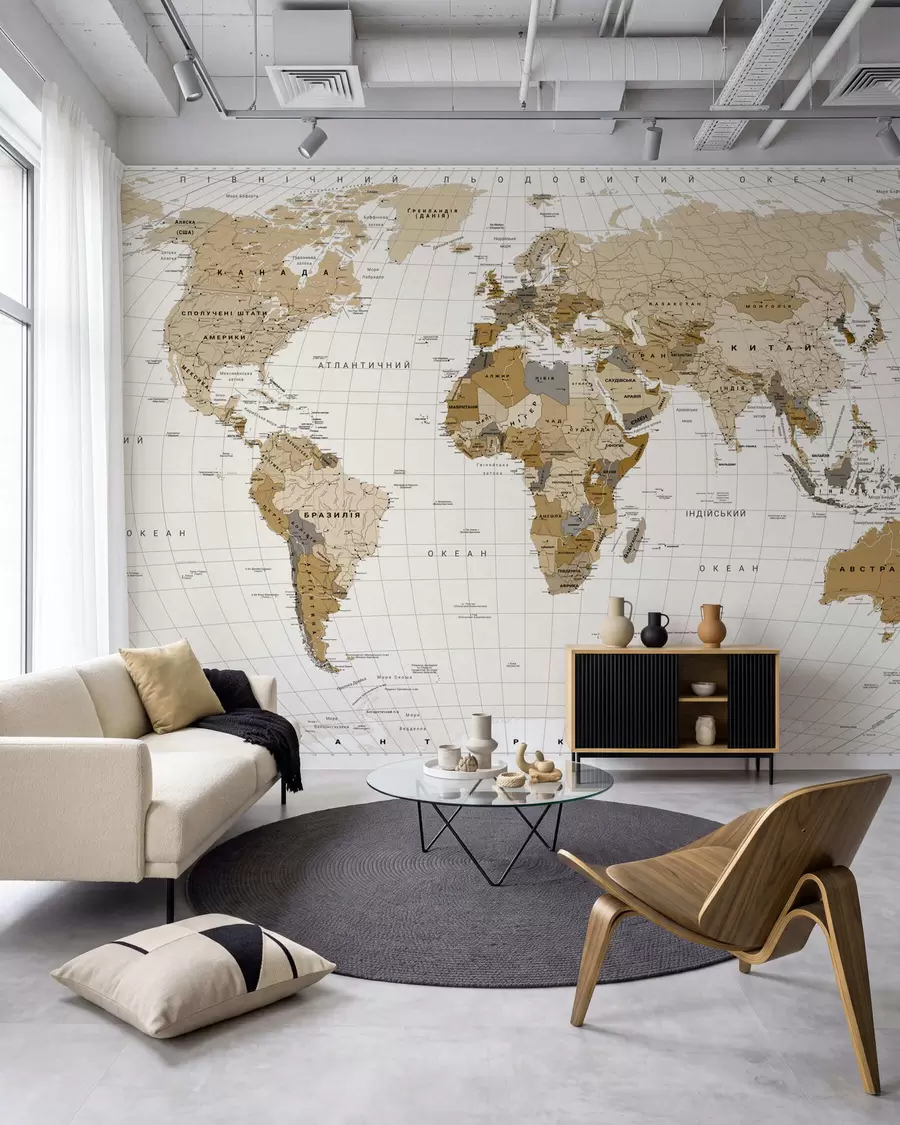 murales de pared Mapa ocre en ucraniano c00016uk
