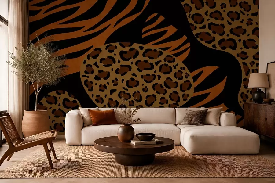 murales de pared Estampados de leopardo y tigre inspirados en animales salvajes w05759