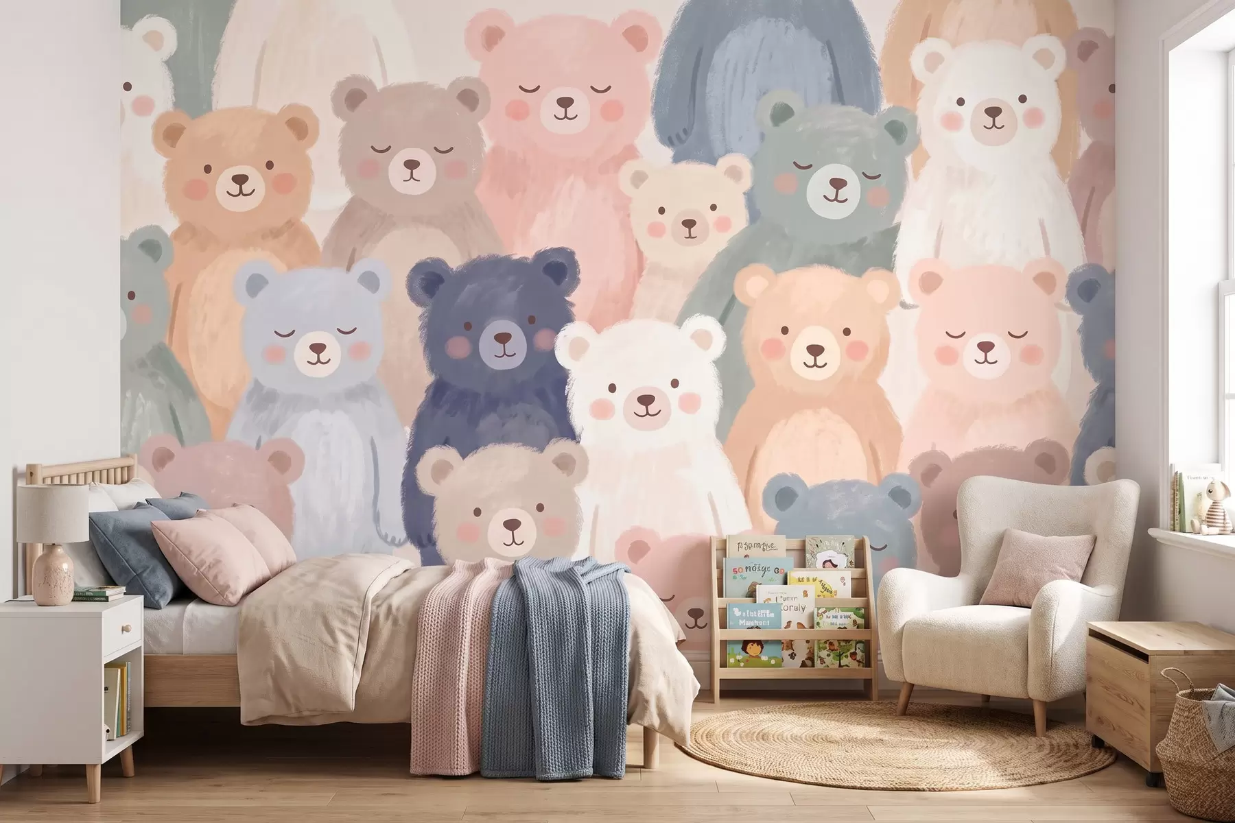 murales de pared Osos en colores pastel w10010